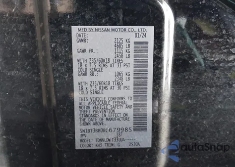 2024 Nissan Rogue Sv Intelligent Awd from USA, damaged, VIN 5N1BT3BB0RC679985